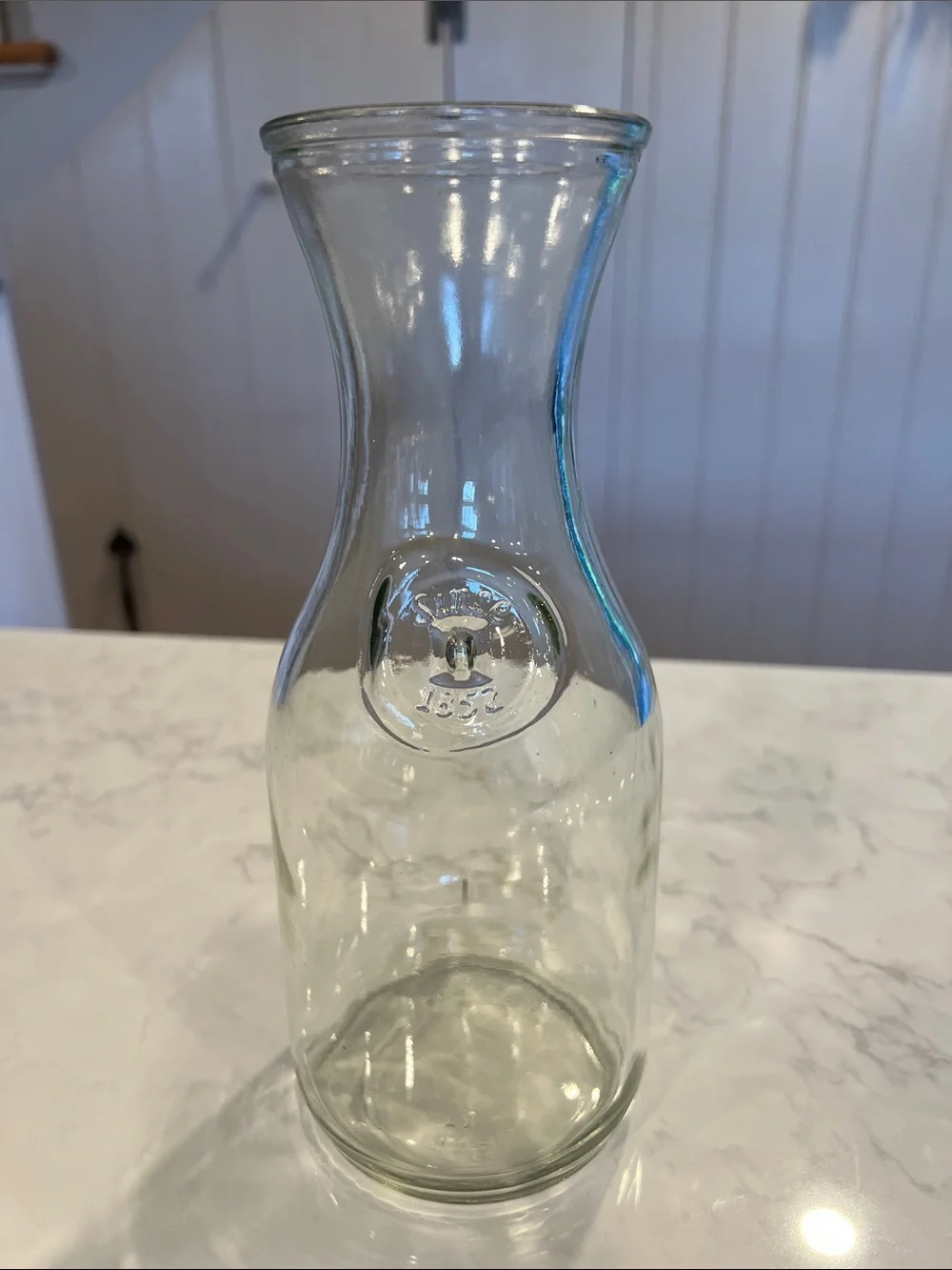Vintage Clear Glass Water/Juice Carafe, Since 1852